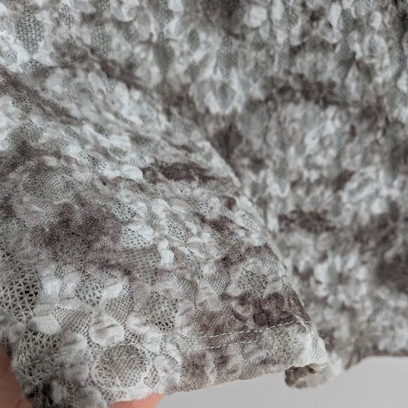 Y2K Lace Long Sleeve Top S Green Brown Fairy Grunge Stretch Dye Indie Lace Scoop - Picture 7 of 10